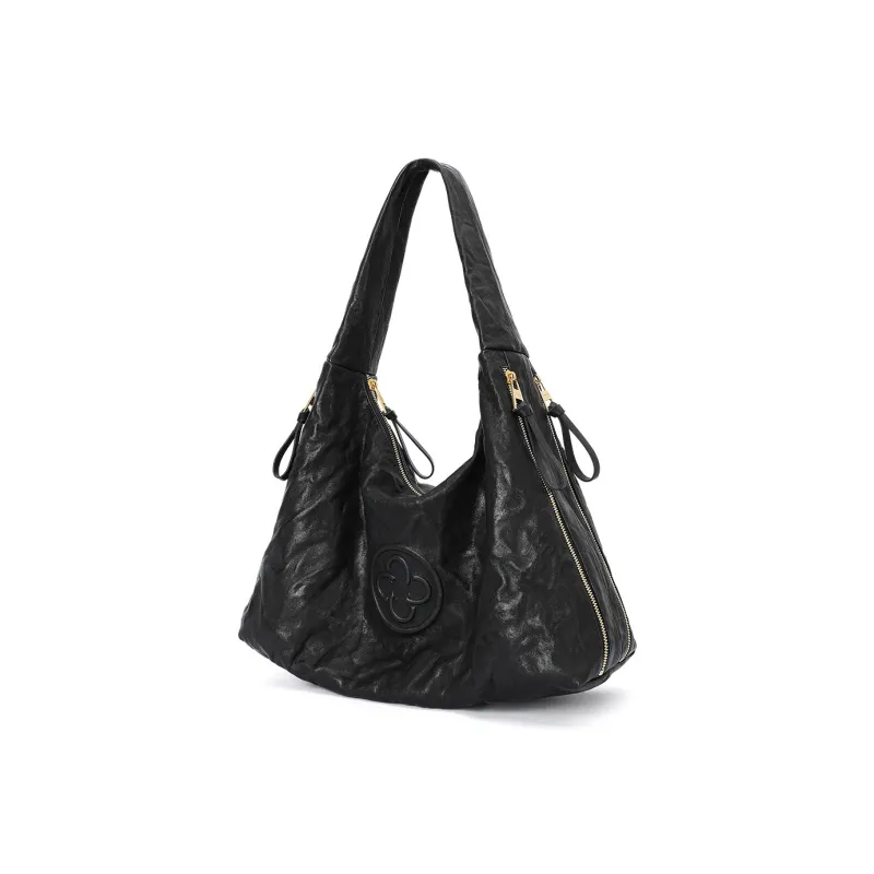 CASSILE Sheepskin Shoulder Bag Large Size Women's Black-2
