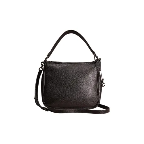 COACH Cary Soft Pebbled Leather Portable Crossbody Bag Shoulder Bag Large Size Women's Black