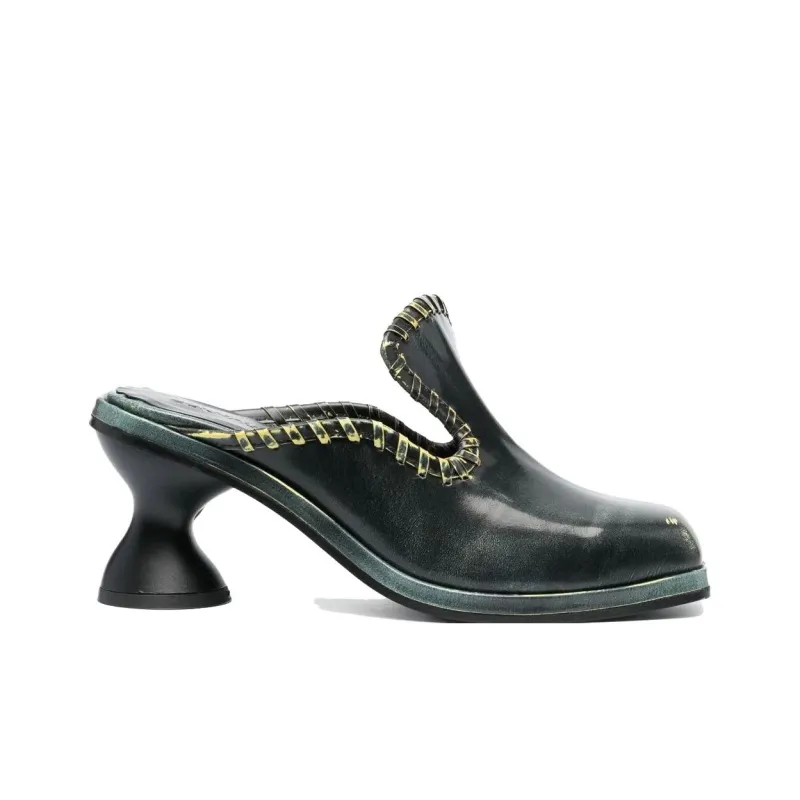 ECKHAUS LATTA 75mm Square toe Leather Mules Women's-1