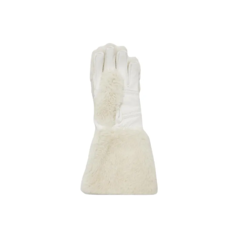 Moncler Wool Nylon Polyamide Lambskin Leather Gloves Women's Beige-1