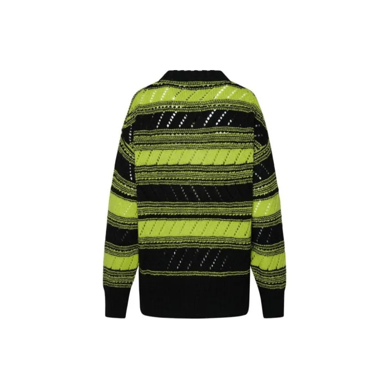 GANNI Striped Button Up Knitted Cardigan-1