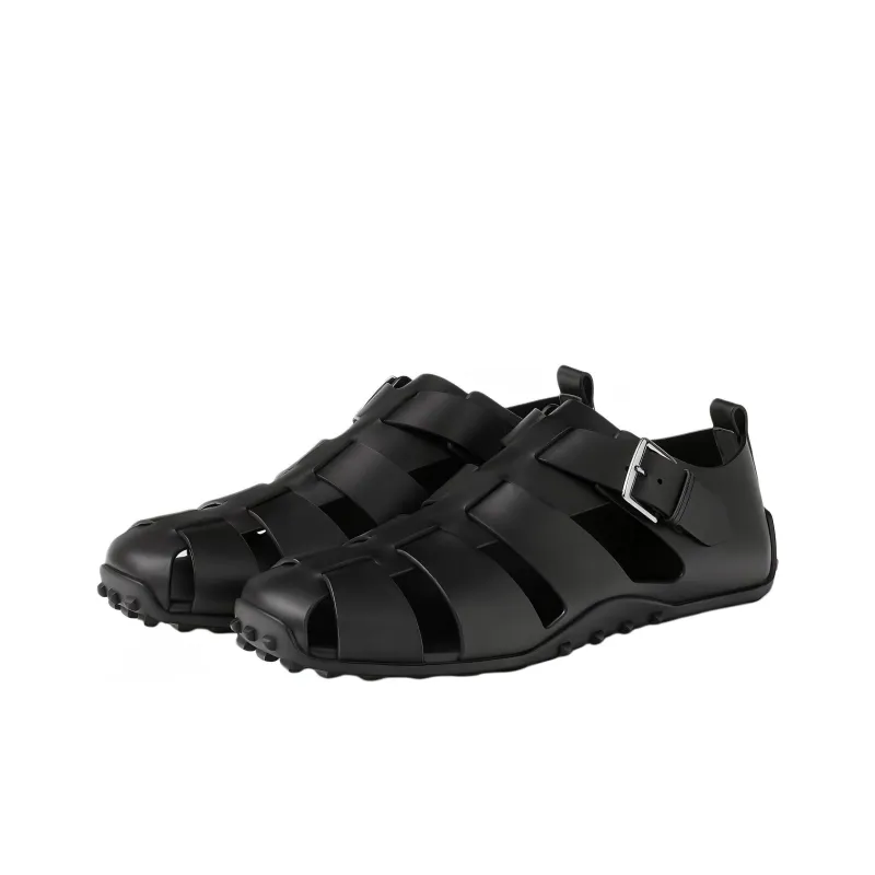 HERMES Inset Roman Sandals Men's Black-2