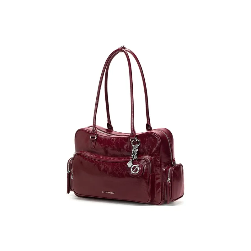 JELLYTOYBOY Cow Leather Train Toast Bag One Shoulder Crossbody Bag Regular Women's Ancora Red-5