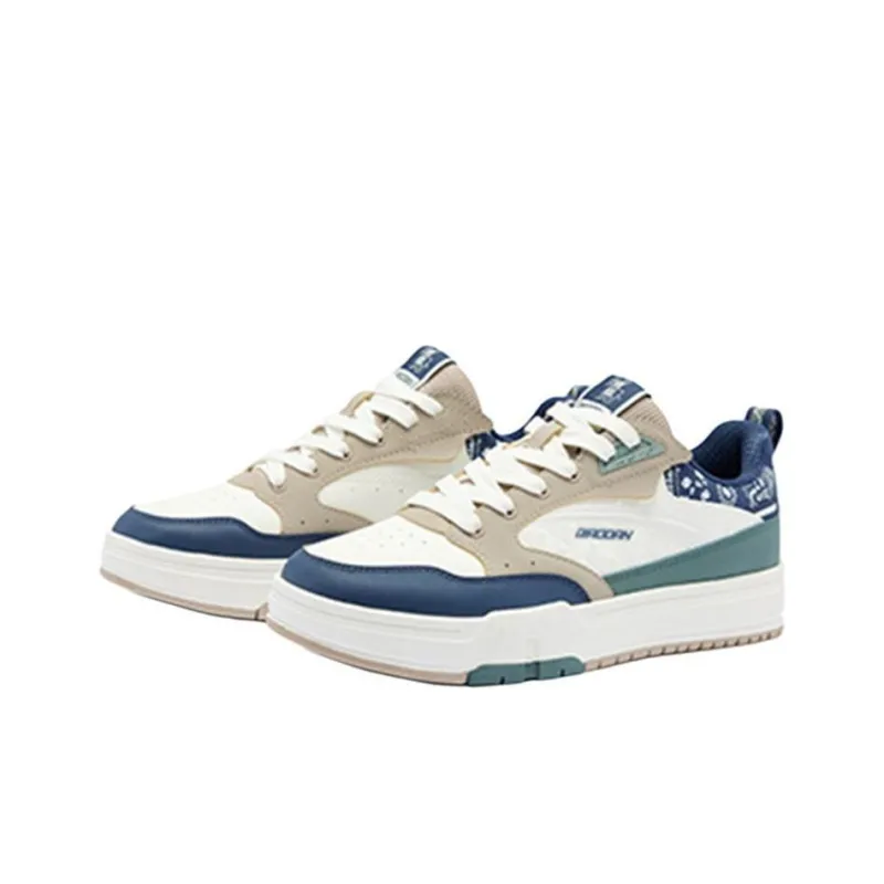 QIAODAN Dry Anti-Slip And Wear-Resistant Lightweight Low-Top Skateboard Shoes Men's White Brown Blue Green-1