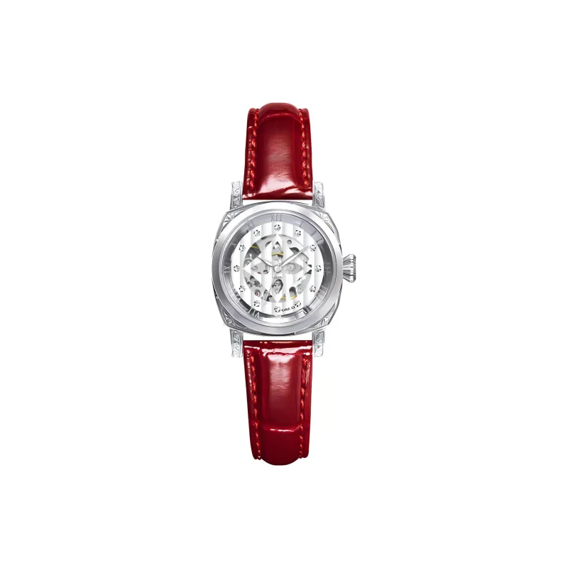 ORCO Automatic Mechanical Movement Cowhide Strap Watch Women's Watch White Dial-6