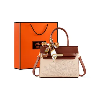 Vigno Synthetic Leather Handbag, One Shoulder, Crossbody Bag Regular Women's Coffee & Apricot