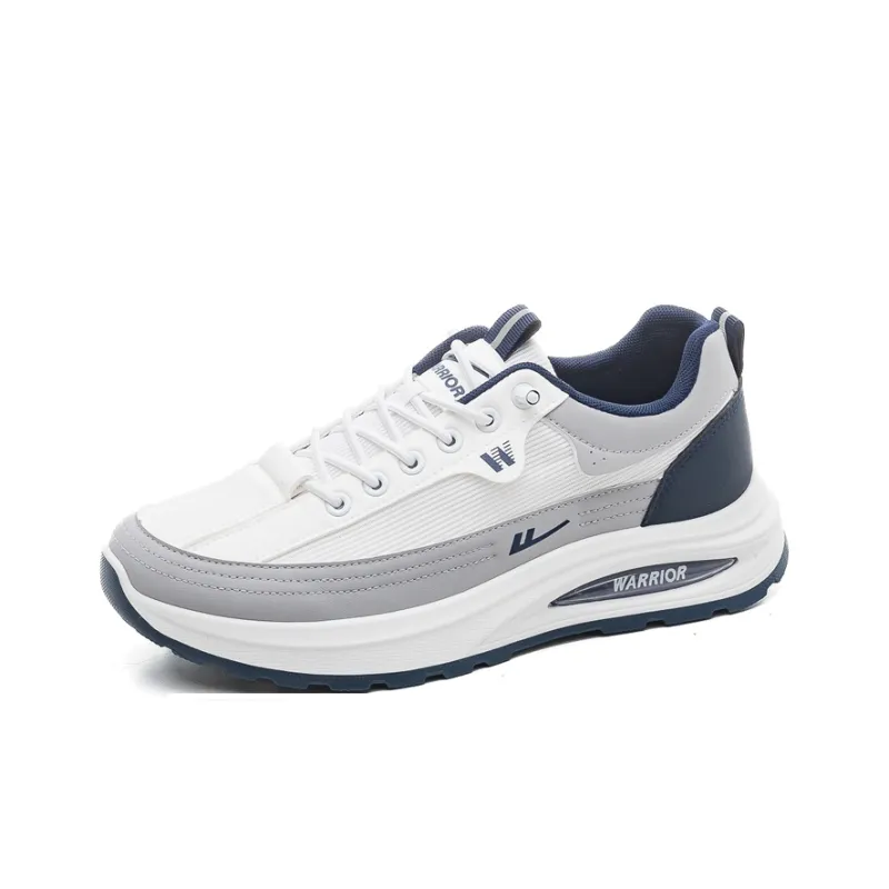 Warrior Slip Resistant Height Increasing Low Top Casual Running Shoes Men's White Gray Blue-1