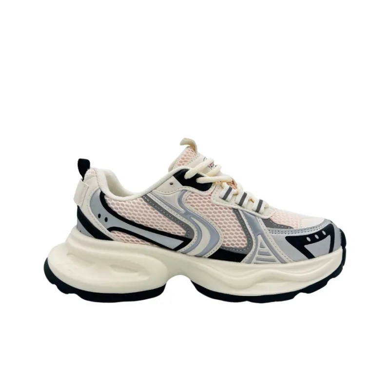 QIANJIN Breathable Low Top Chunky Sneakers Women's Light Pink-1
