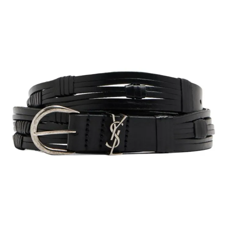 SAINT LAURENT Croissant De Lune Buckled Thin Belt-1