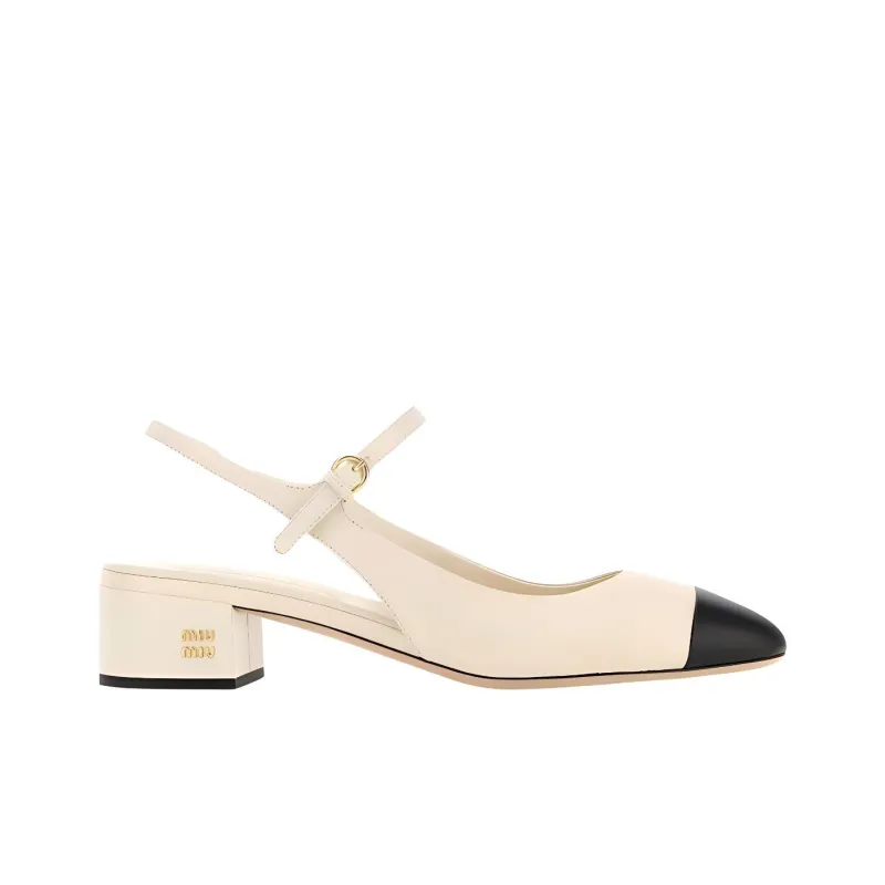 MIU MIU Chunky Heel High Heels 4cm Women's Beige-1