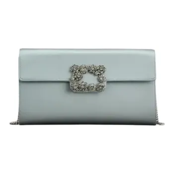 Roger Vivier Silk Blend Satin Shoulder Bag Women's Gray