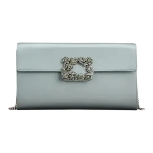 Roger Vivier Silk Blend Satin Shoulder Bag Women's Gray
