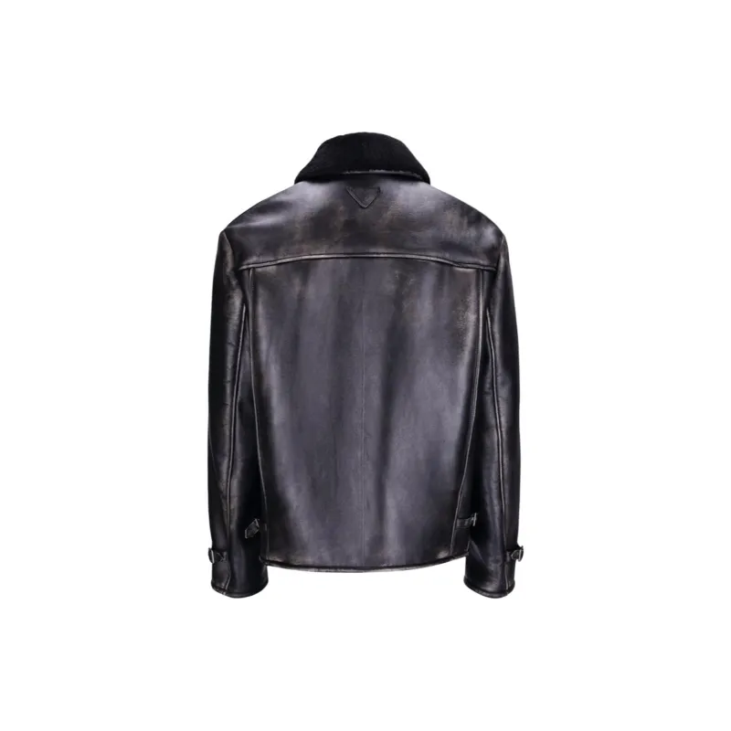 PRADA Leather Jacket Men's Brown-1