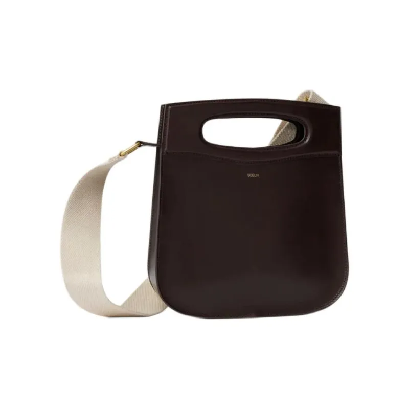SOEUR Leather One Shoulder Handbags Women's Dark Brown-1