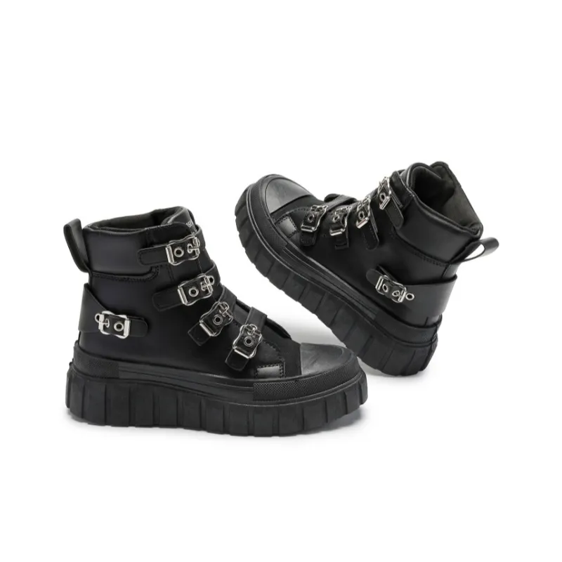 SLNU 3 Coverage Anti Slip And Wear Resistant High Top Skateboard Shoes Women's Black-3