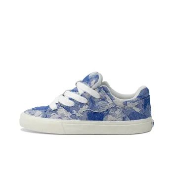 REVENFEXSPOTM x BURNING FLAME Slip Resistant Height Increasing Low Top Canvas Shoes Unisex White Blue