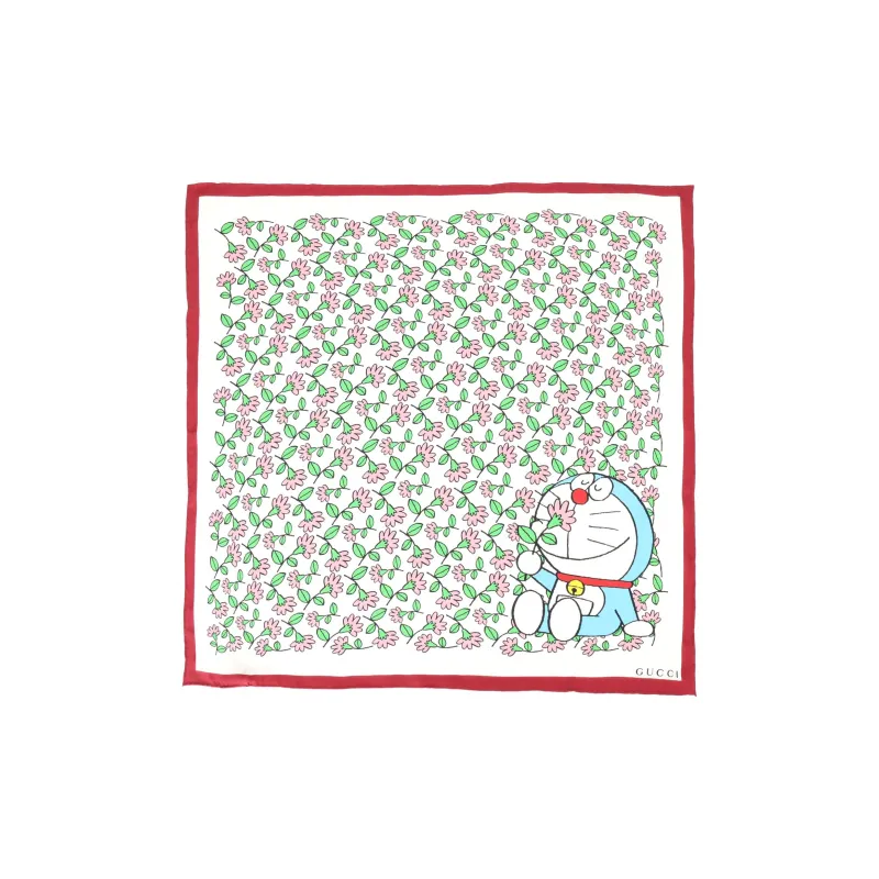 Doraemon X GUCCI Doraemon X GUCCI Doraemon X GUCCI Collaboration Silk Scarves Unisex Red-0