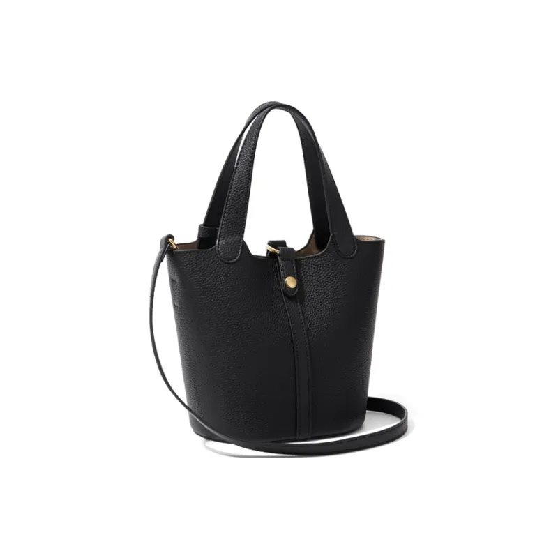 Simvay Clos Cow Leather With Synthetic Leather Shoulder Bag Crossbody Bag Bucket Bag Medium Size Women's Coffee/Black-7