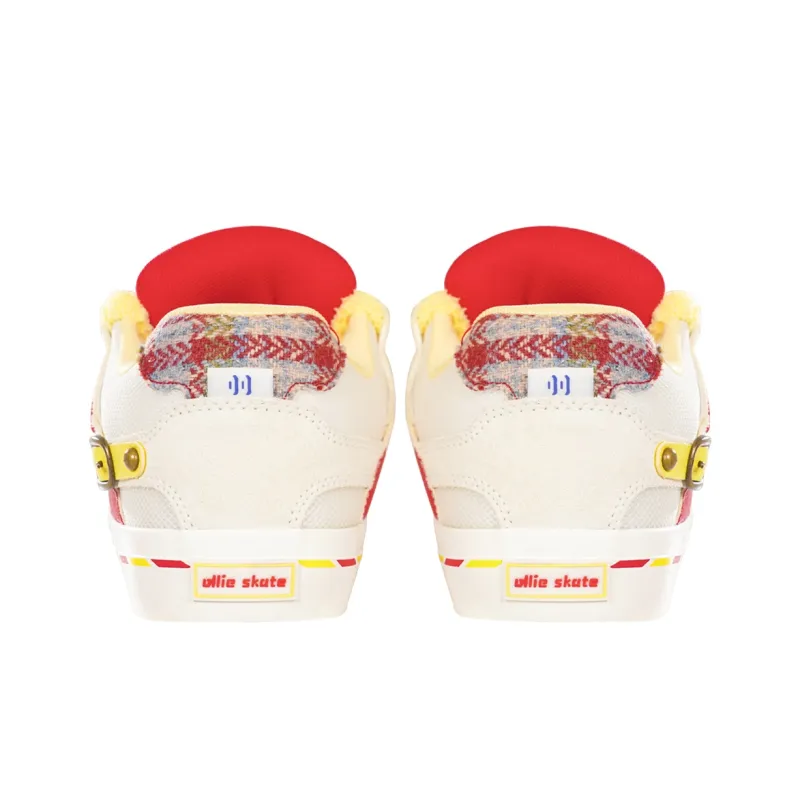 Ollieskate Wear-Resistant Lightweight And Balanced Low-Top Skateboard Shoes Unisex Red White Yellow-3