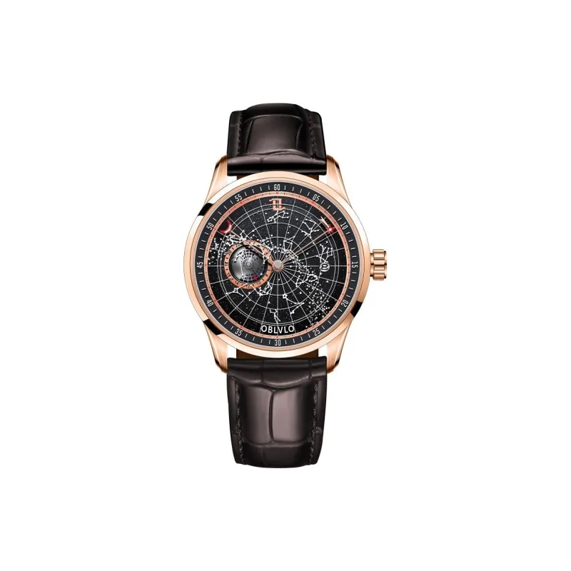 OBLVLO Automatic Mechanical Movement Watch Men's Watches Black Dial-11