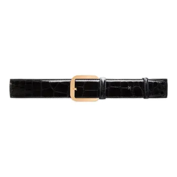 STEFANO RICCI Shiny Crocodile Leather Leather Belts Men's Black Width: 3.8CM