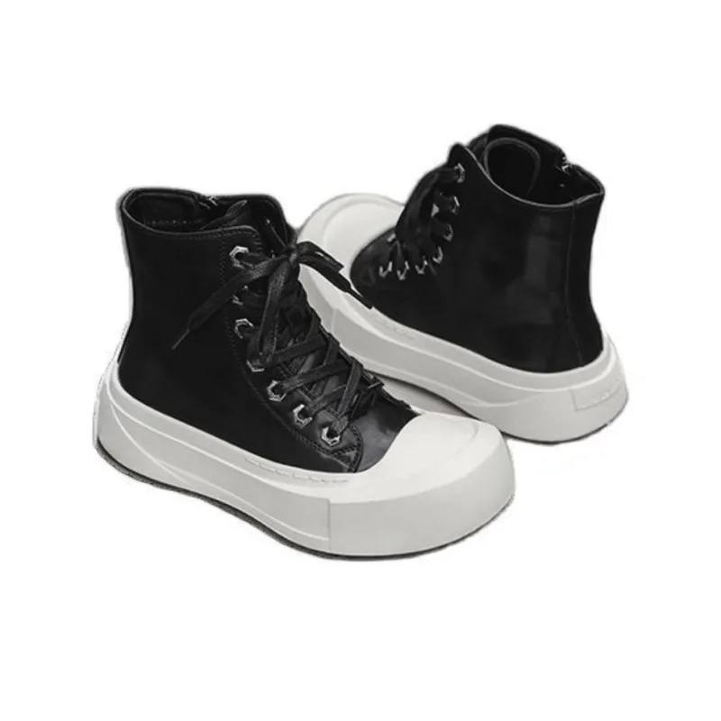 Jerden Smith Slip Resistant Waterproof Abrasion Resistant High Top Skateboard Shoes Unisex Black White-2