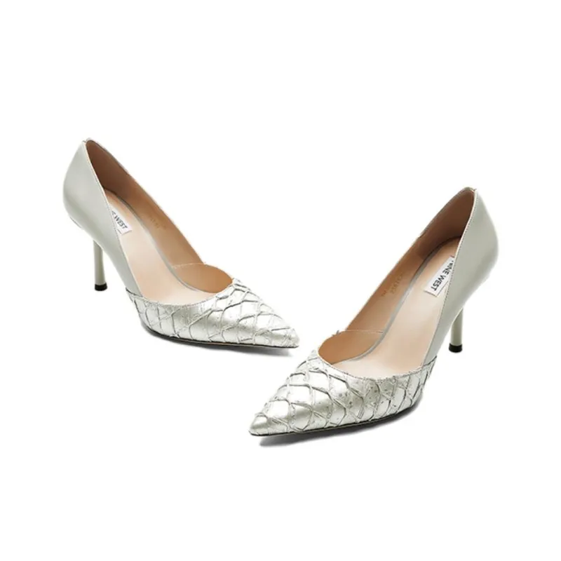 NINE WEST Slim Heel High Heels 9cm Women's Digital Gray/Silver-4