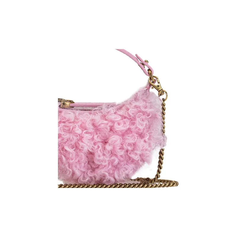 PINKO Cow Leather Detail Portable Crossbody Bag Shoulder Bag Women's Pink-3
