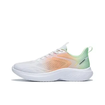 QIAODAN Light LITE Running Shoes Men Low-Top White Orange Green