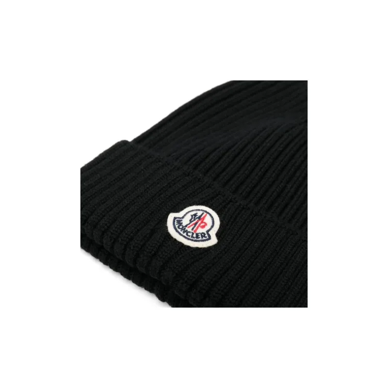 Moncler Logo Patch Ribbed Beanie-1