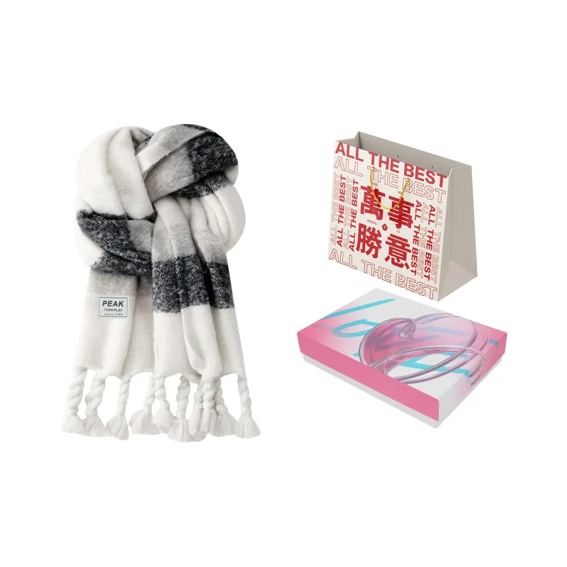 PEAK RIGHT Series Knit Scarves Unisex Black White-10