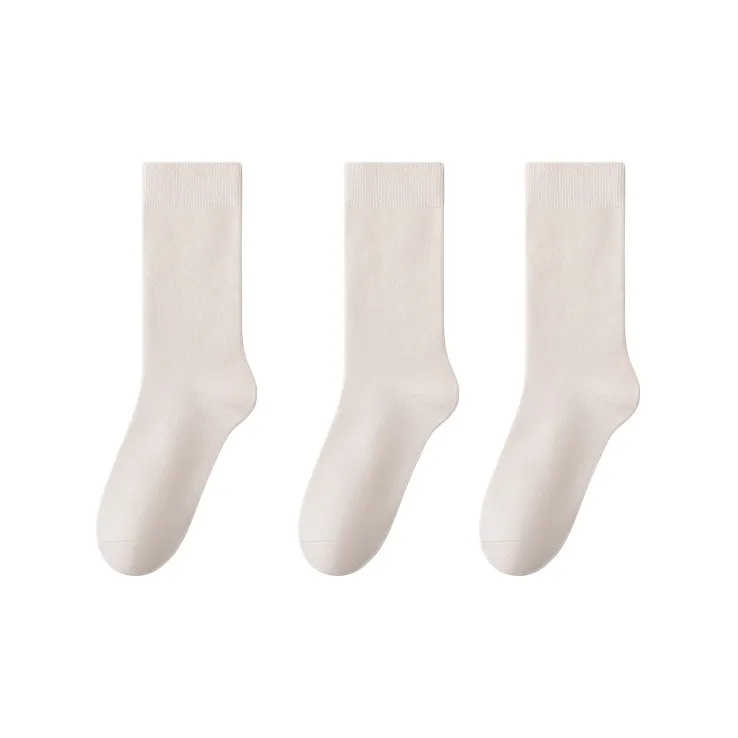 Cheemy Free Mid Calf Socks Women's 3 Pack Milk White-0