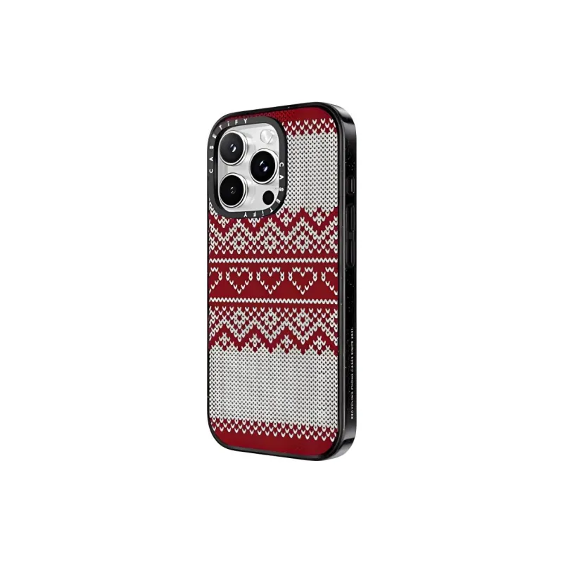 CASETIFY TPU+PC Material Red Fair Isle Sweater Stripes Phone Cases Compatible With IPhone 16/15/Plus/Pro/Pro Max Plaid-2