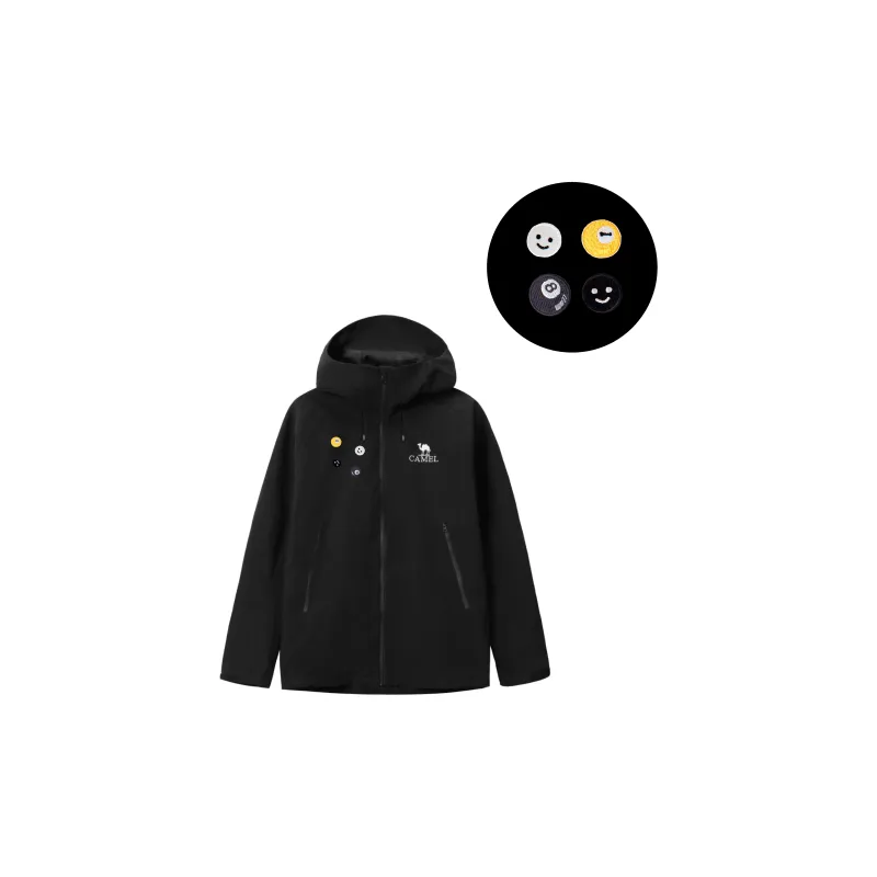 CAMEL All weather Water Resistant Windproof Warm Cold Resistant Windbreaker Jacket Unisex Black-2