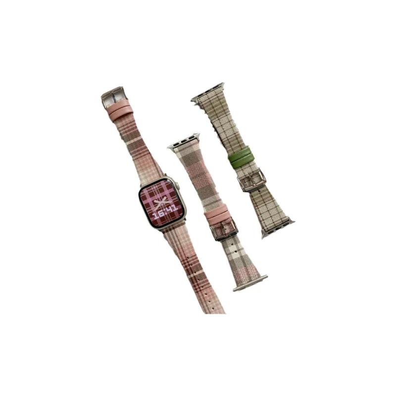 IKYOU Apple Compatibility Watch Band Grid Pattern Material-29