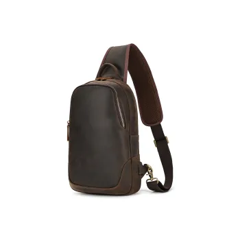 DOSRFINI Cow Leather Sling Bag Large Size Men's Dark Brown/Light Brown