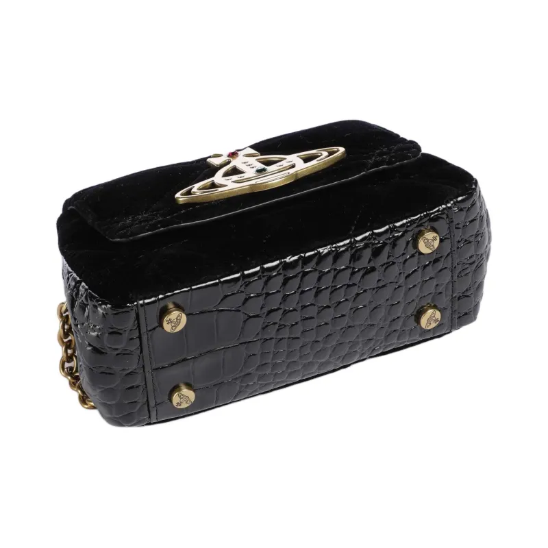 Vivienne Westwood HAZEL Cotton Crossbody Bag, Shoulder Bag Trumpets Women's Black-2