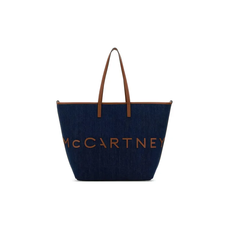 Stella McCartney Cotton Tote Bag Shopping Bag Shoulder Bags Women's Blue-2