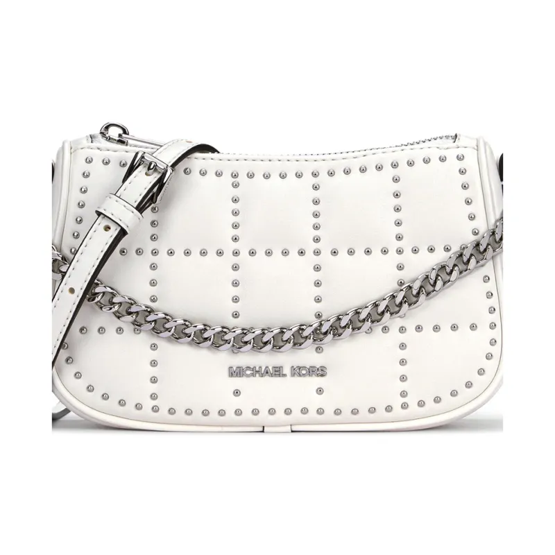 MICHAEL KORS Carmela Artificial Leather Shoulder Bag, Saddle Bag, Crossbody Handbag Trumpets Women's White-2