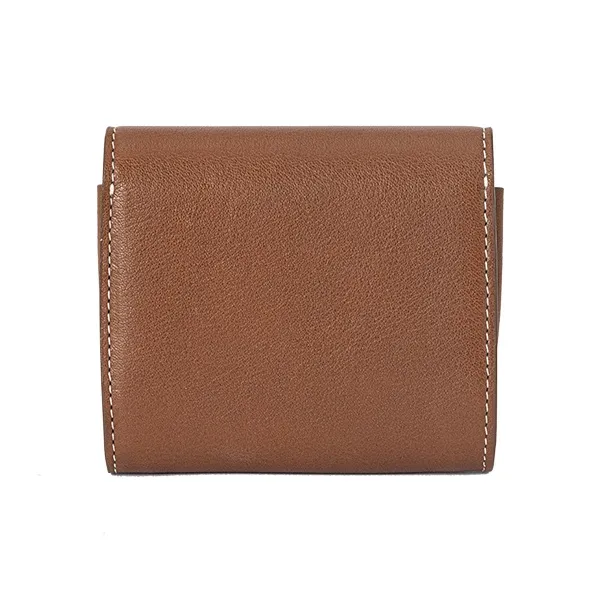 VANESSA HOGAN Top Grain Cow Leather Card Holder Unisex Maillard Style Brown/Night Black-3