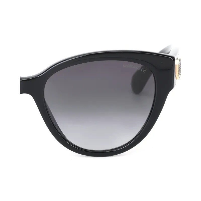 CHANEL Plate Frame Butterfly Sunglasses Unisex Black-3