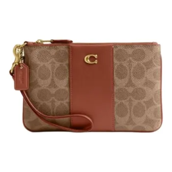COACH Artificial Leather Clutch Trumpets Women's Caramel