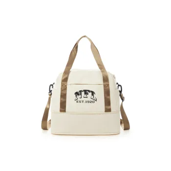 NFL Fabric Gym Bag Travel Bag Shoulder Bag Crossbody Bag Large Size Unisex Ecru & Brown