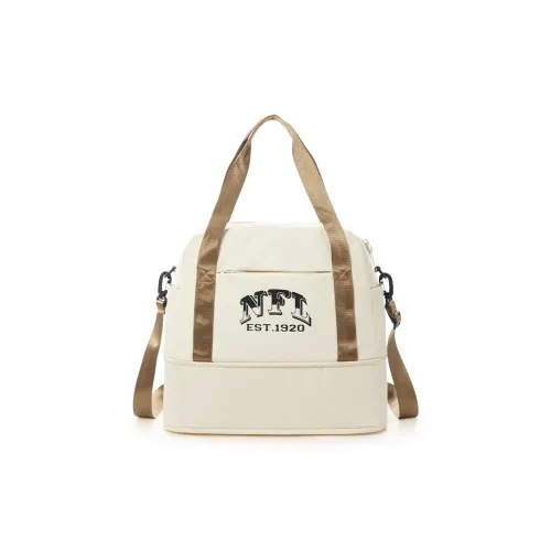 NFL Fabric Gym Bag Travel Bag Shoulder Bag Crossbody Bag Large Size Unisex Ecru & Brown