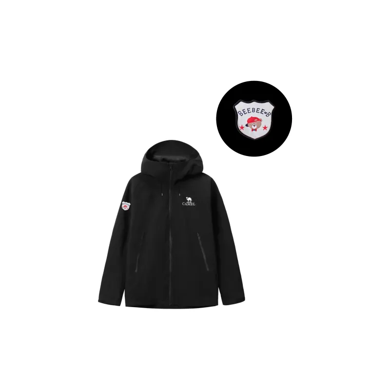 CAMEL All weather Waterproof And Windproof To Keep Warm Windbreaker Jacket Unisex Black-2