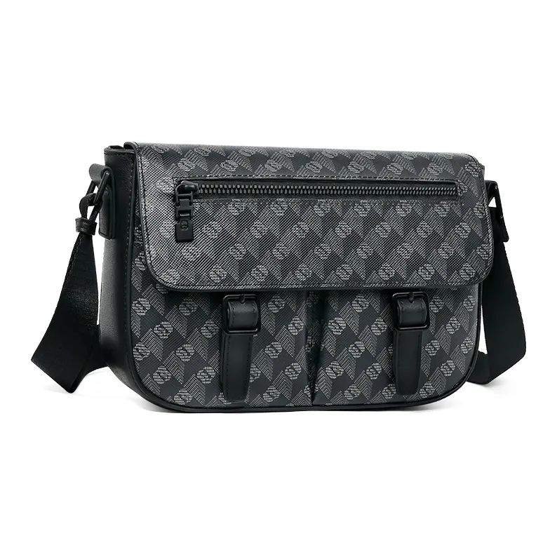 GUDI PVC Shoulder Bag Unisex Black-1