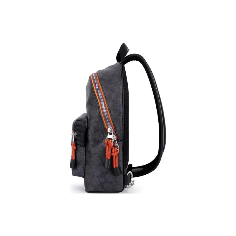 COACH Academy Coated Canvas With Leather Crossbody Bag, Shoulder Bag, Sling Bag Small Size Men's Charcoal-2