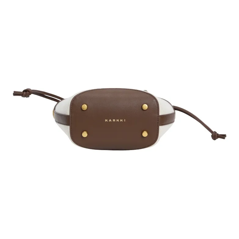 Karkki Rain Dew Linen Basket Bag, Handbag, Crossbody Bag Medium Size Women's Pinecone Brown-4