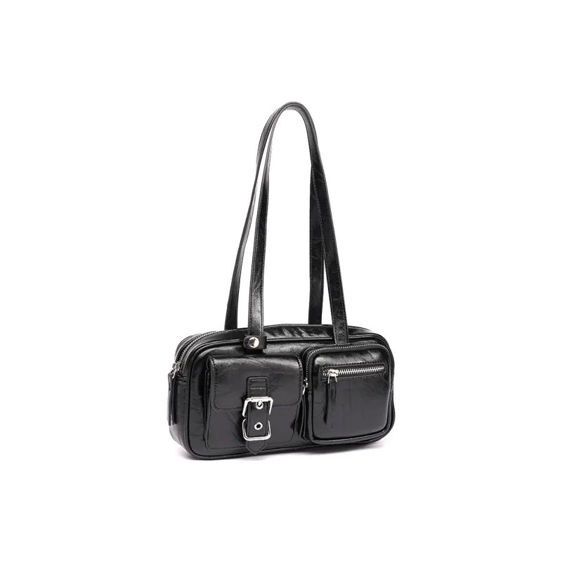 GELANDAI Cow Leather Shoulder Bag Women's Black/Brown-0