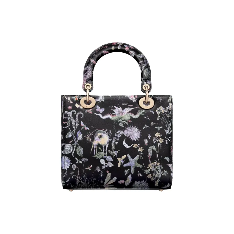 DIOR Lady Dior Calfskin One Shoulder Handbags Medium Size Women's Black-2